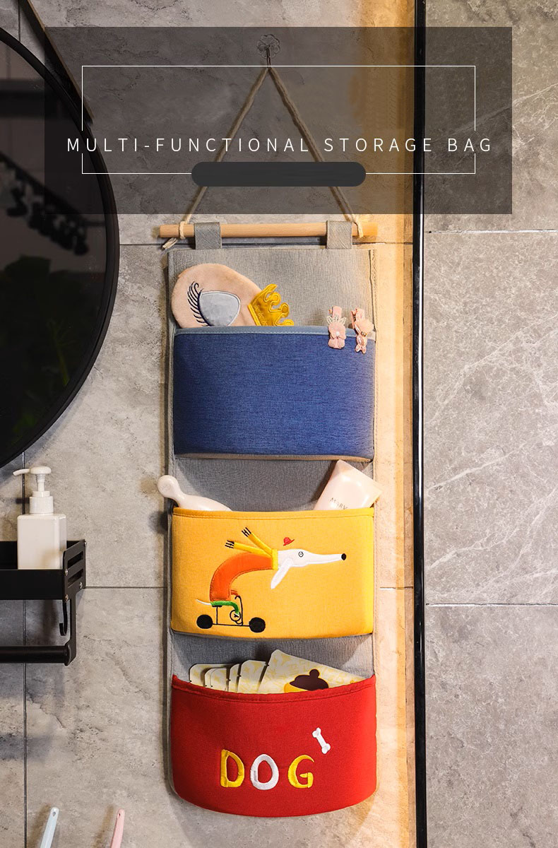 Door / Wall hanging Storage Pockets （three pockets-fox）