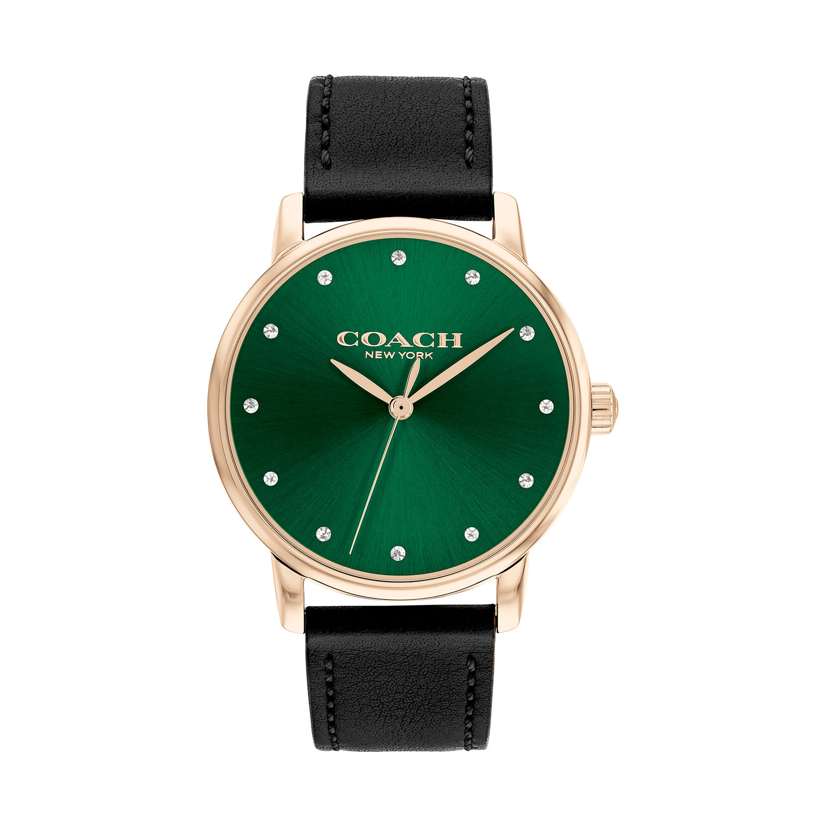 Coach Grand Quartz Crystal Green Dial Ladies-- No. 14503972